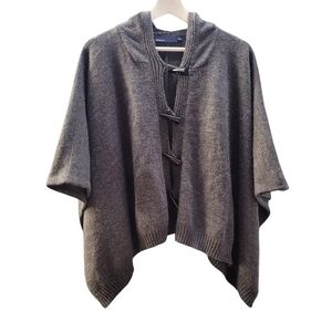 Bochi Hoodie Poncho Cape Toggle Button Grey OS